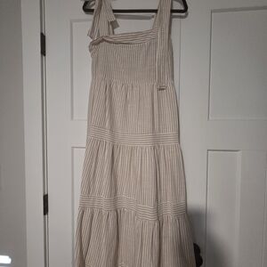 Striped Cream Sleeveless Dress